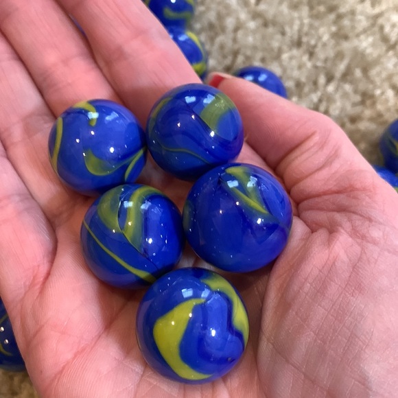 set of 5 Van Gogh mega glass marbles. blue and yellow - Picture 1 of 5